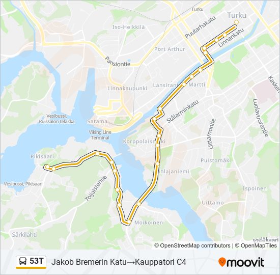 53T bus Line Map