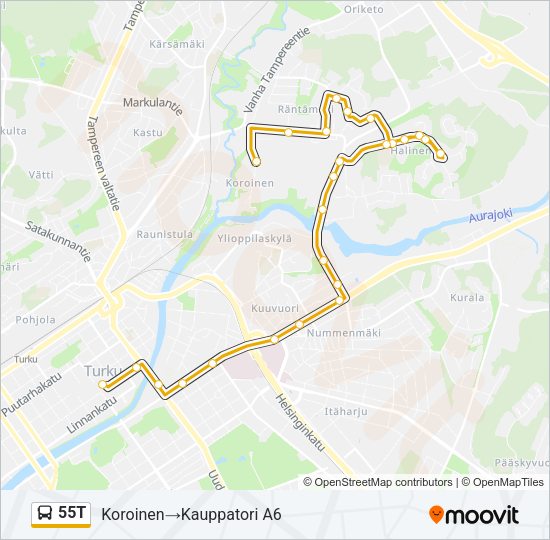 55T Bus Line Map