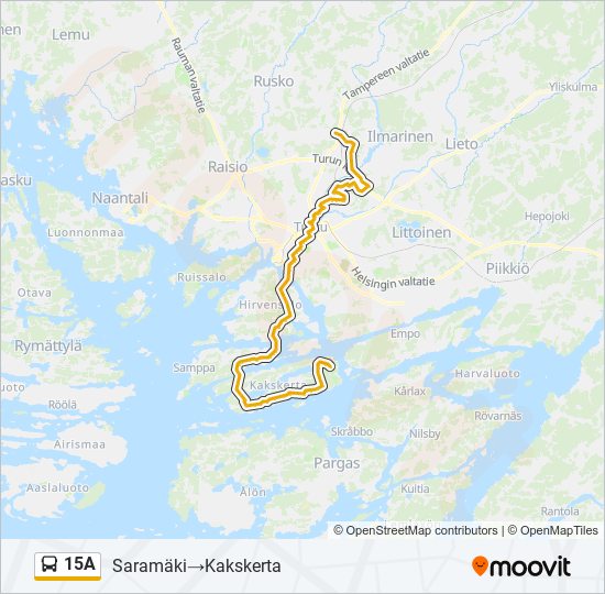 15A bussi -linjakartta