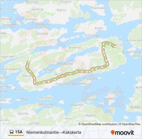 15A bussi -linjakartta