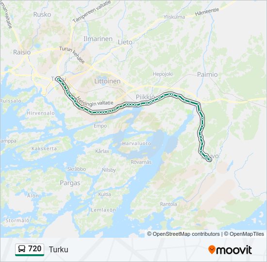 720 bussi -linjakartta