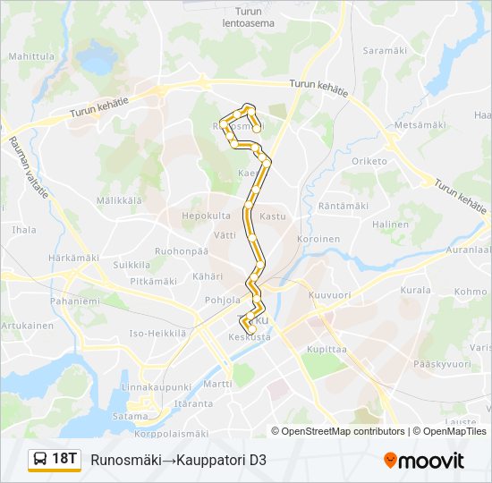 18T Bus Line Map