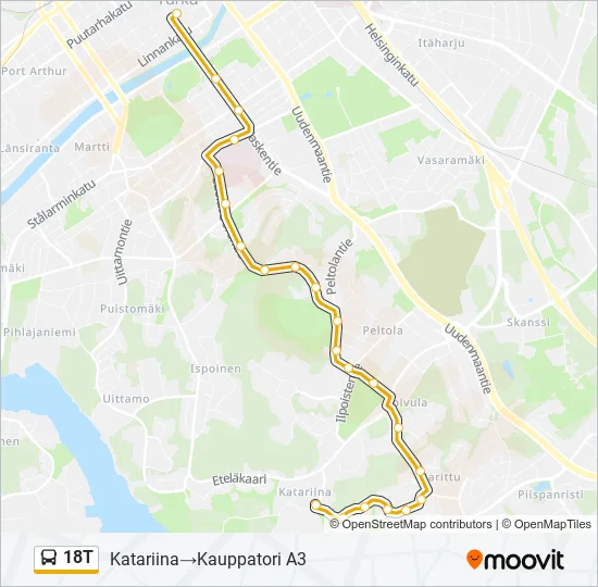 18T Bus Line Map