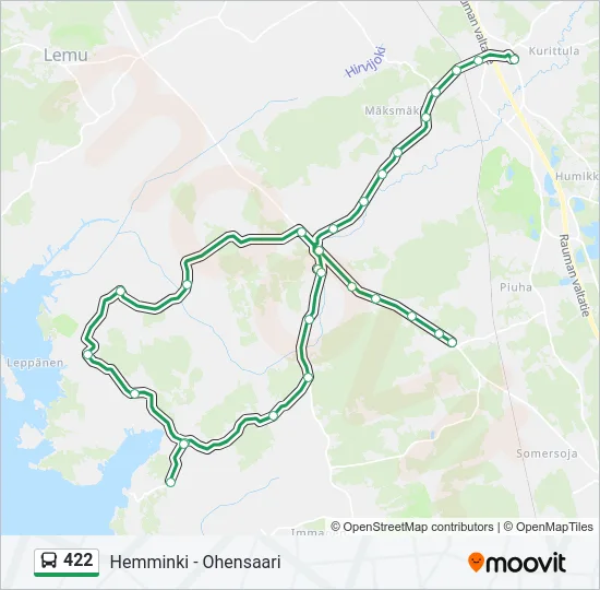 422 bussi -linjakartta