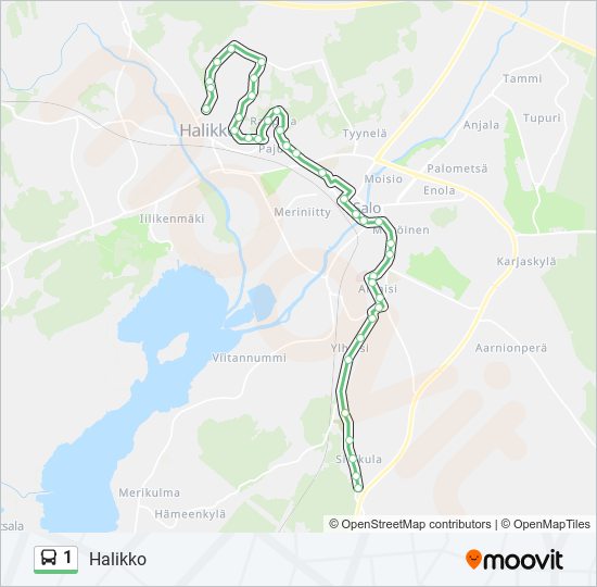 1 bus Line Map