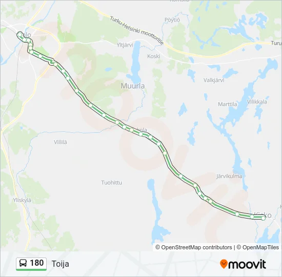 180 bussi -linjakartta