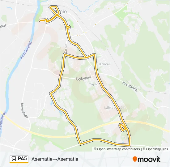 PA5 bussi -linjakartta