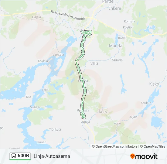 600B Bus Line Map