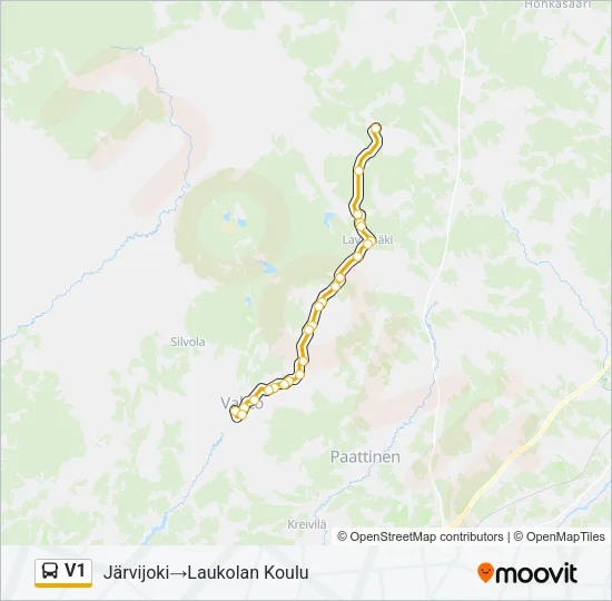 V1 bussi -linjakartta