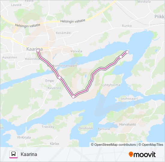 KIVITASKU-LINNANRAUNIOT (KULTTUURIBUSSI) Bus Line Map