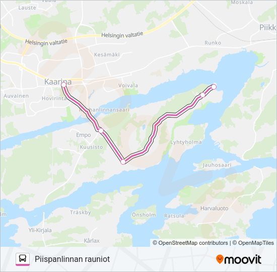 KIVITASKU-LINNANRAUNIOT (KULTTUURIBUSSI) Bus Line Map