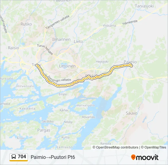 704 Bus Line Map