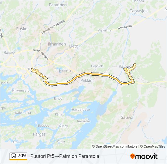 709 bus Line Map