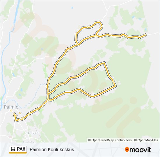 PA6 bussi -linjakartta