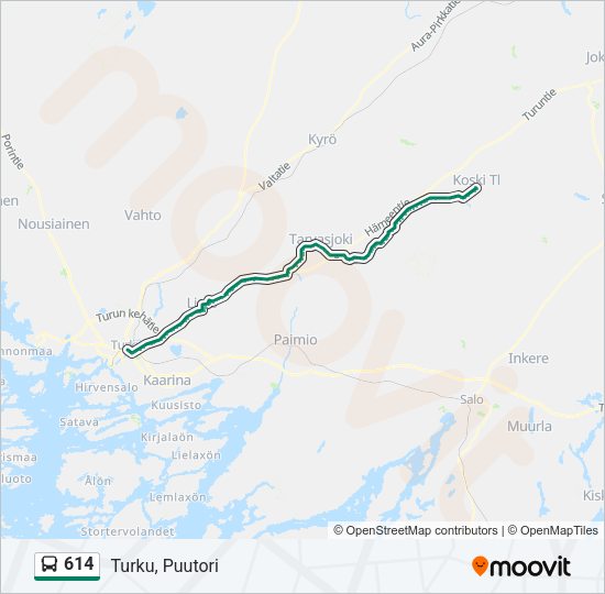 614 Bus Line Map