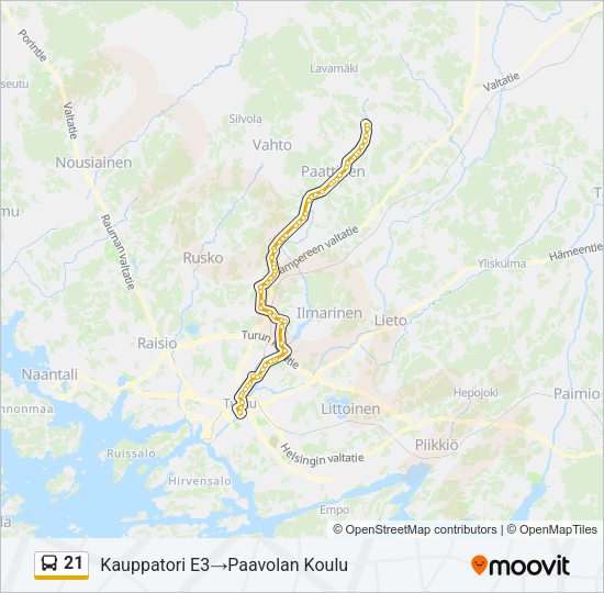 21 Bus Line Map