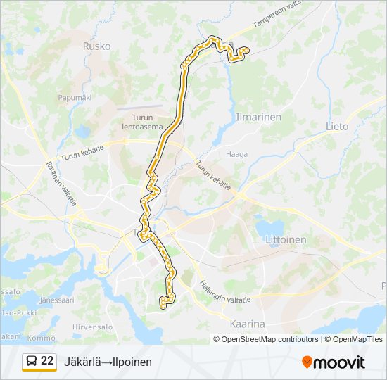 22 Bus Line Map
