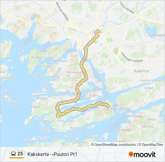 25 bussi -linjakartta
