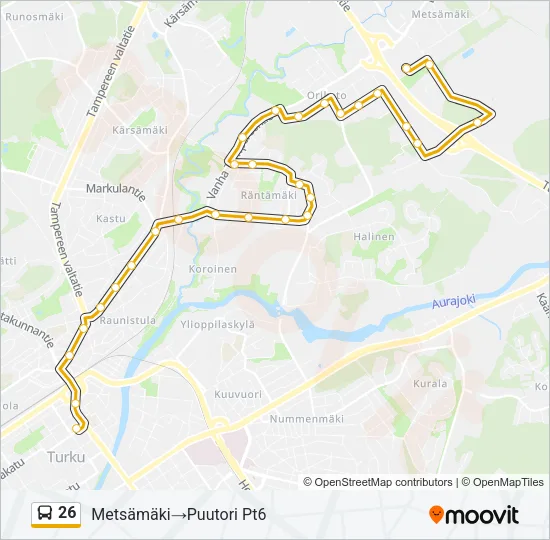 26 bussi -linjakartta