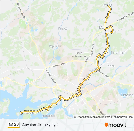 28 Bus Line Map