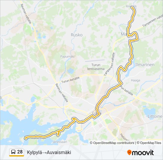 28 Bus Line Map