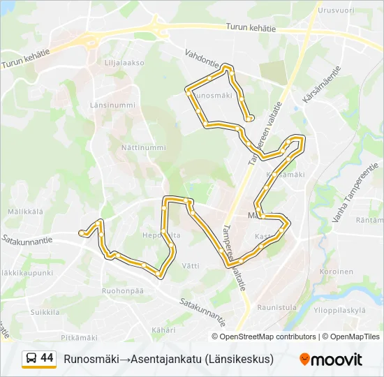 44 Bus Line Map