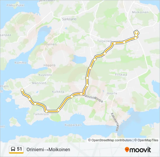 51 Bus Line Map