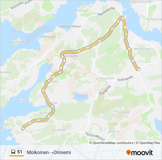 51 Bus Line Map