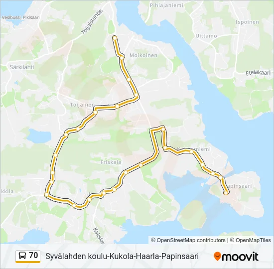 70 Bus Line Map