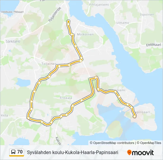 70 Bus Line Map
