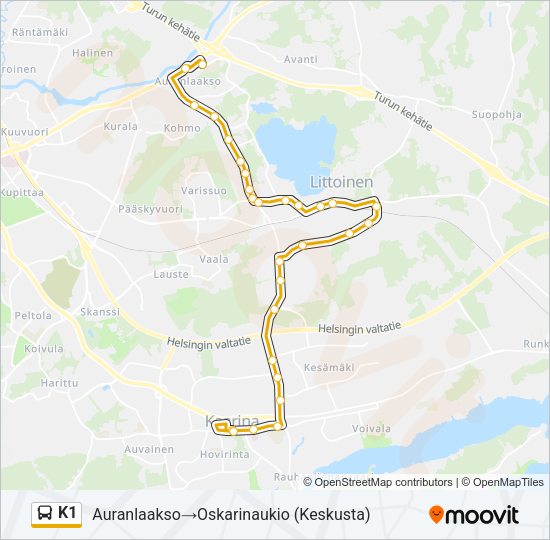 K1 Bus Line Map