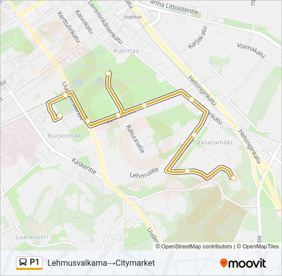 P1 Bus Line Map