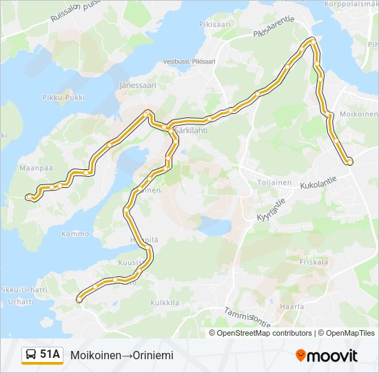 51A Bus Line Map