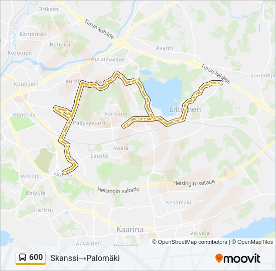 600 Bus Line Map