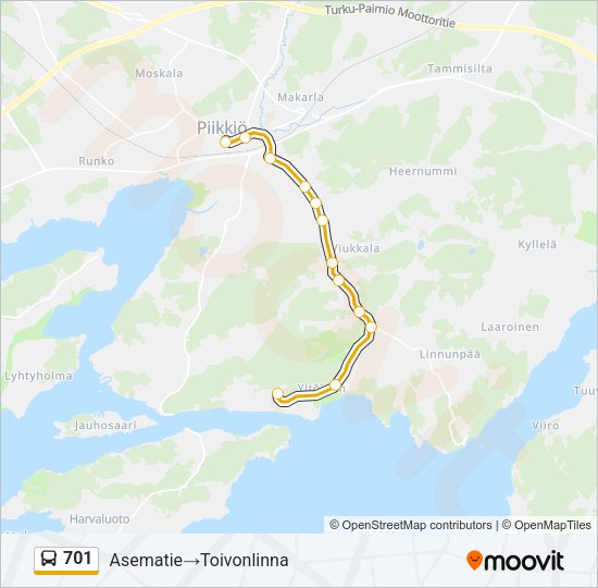 701 Bus Line Map