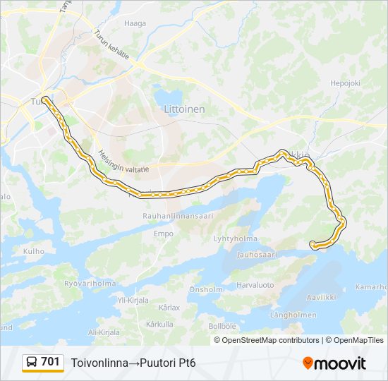 701 Bus Line Map