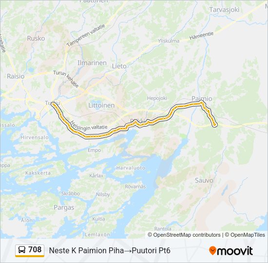 708 Bus Line Map