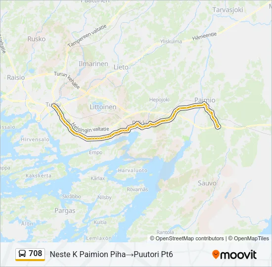 708 Bus Line Map