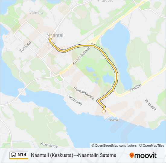 N14 Bus Line Map