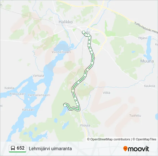 652 bussi -linjakartta
