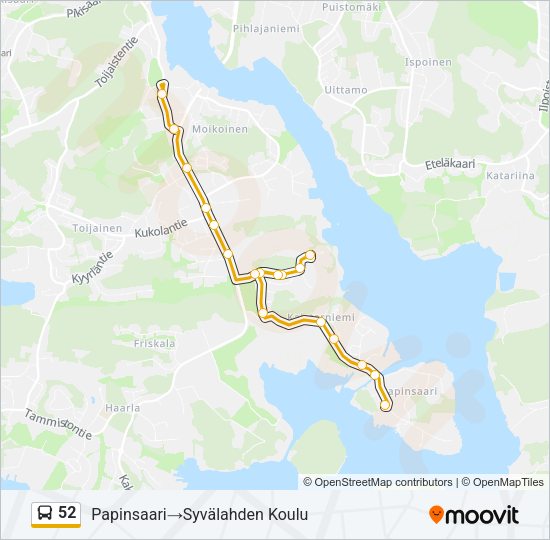 52 Bus Line Map
