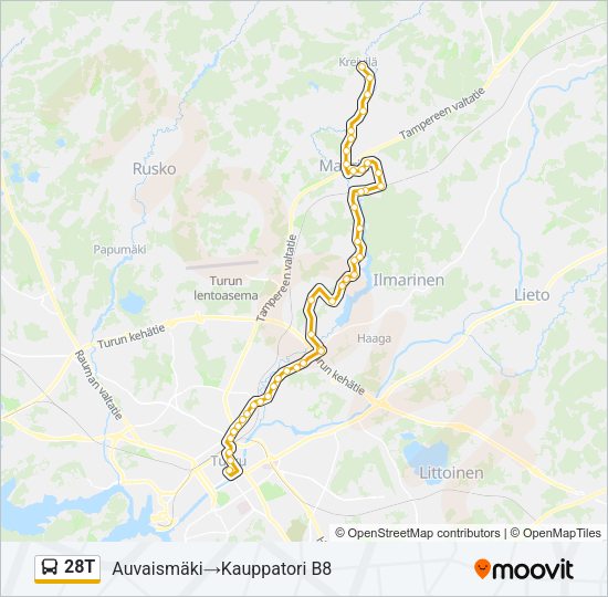 28T Bus Line Map