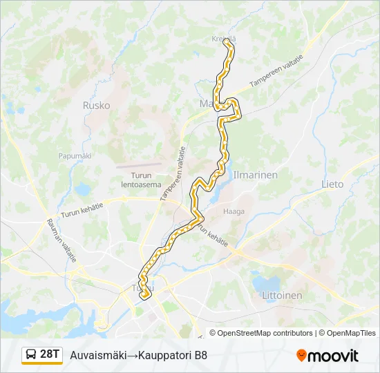 28T Bus Line Map