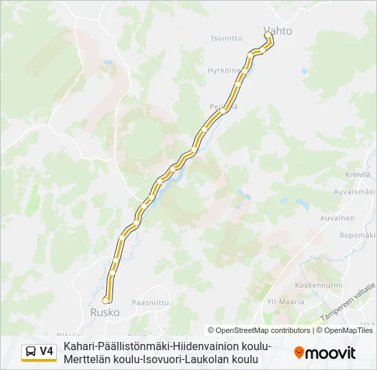V4 bussi -linjakartta