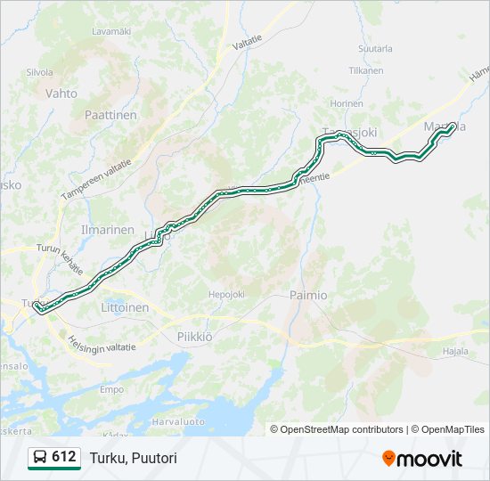 612 bussi -linjakartta