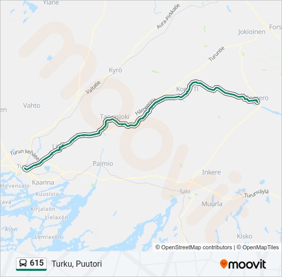 615 bussi -linjakartta
