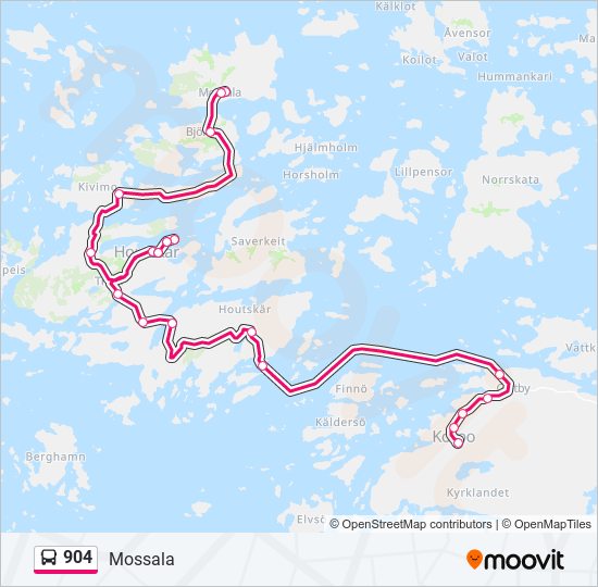 904 Reitti: Aikataulut, pysäkit ja kartat – Mossala (päivitetty)