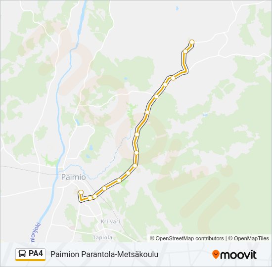 PA4 bussi -linjakartta