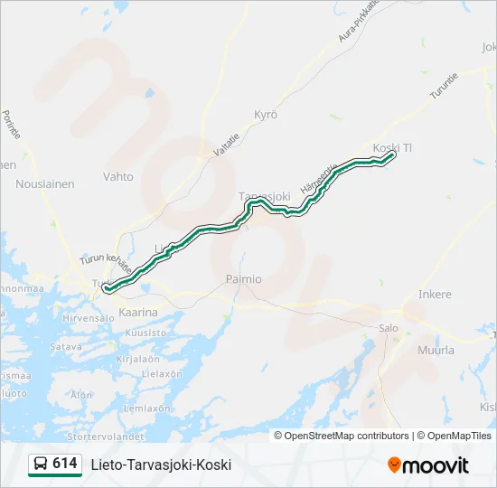 614 Bus Line Map