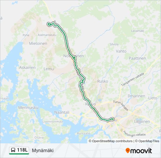 118L bussi -linjakartta